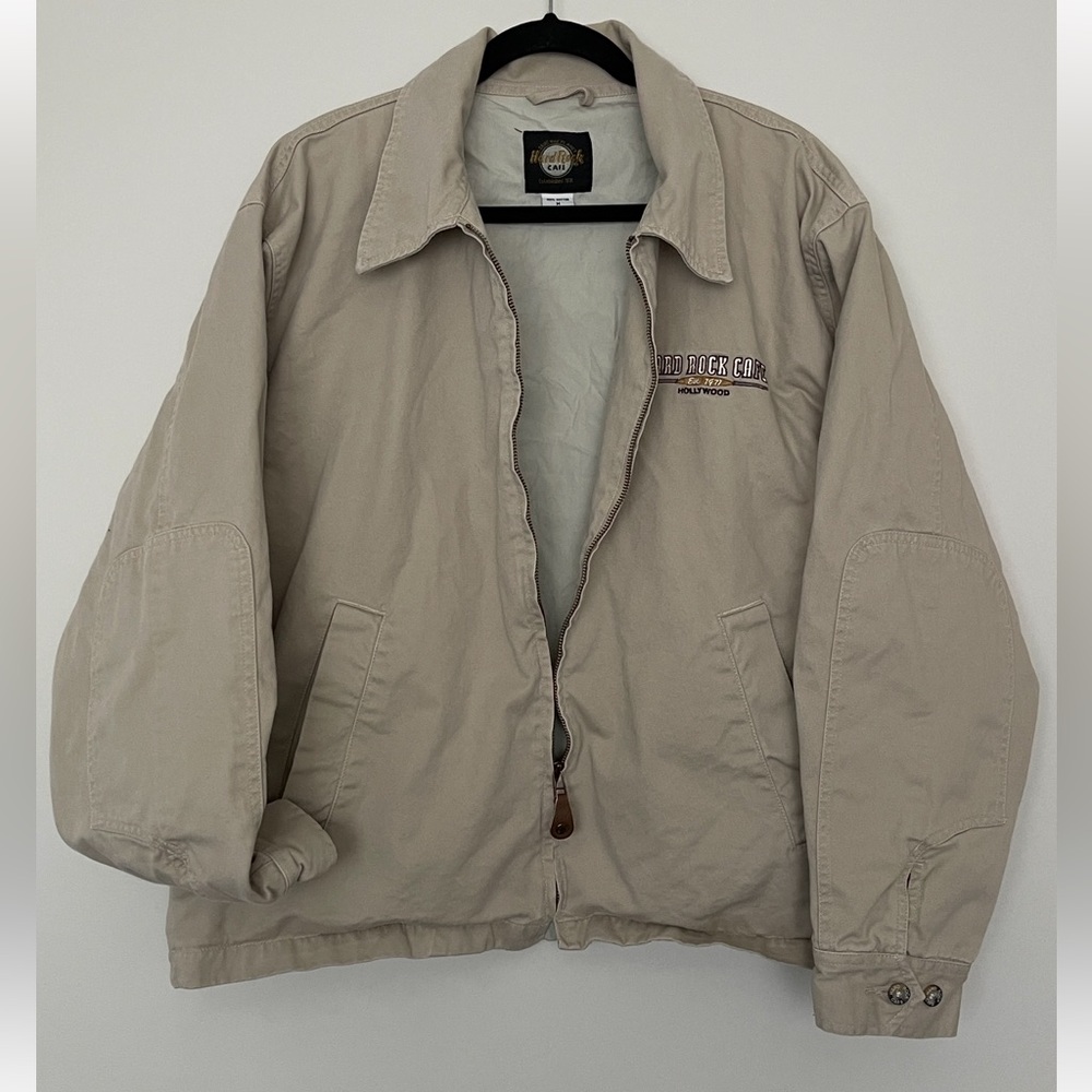 Vintage Hard Rock Cafe Hollywood Beige Men's Jacket Size M